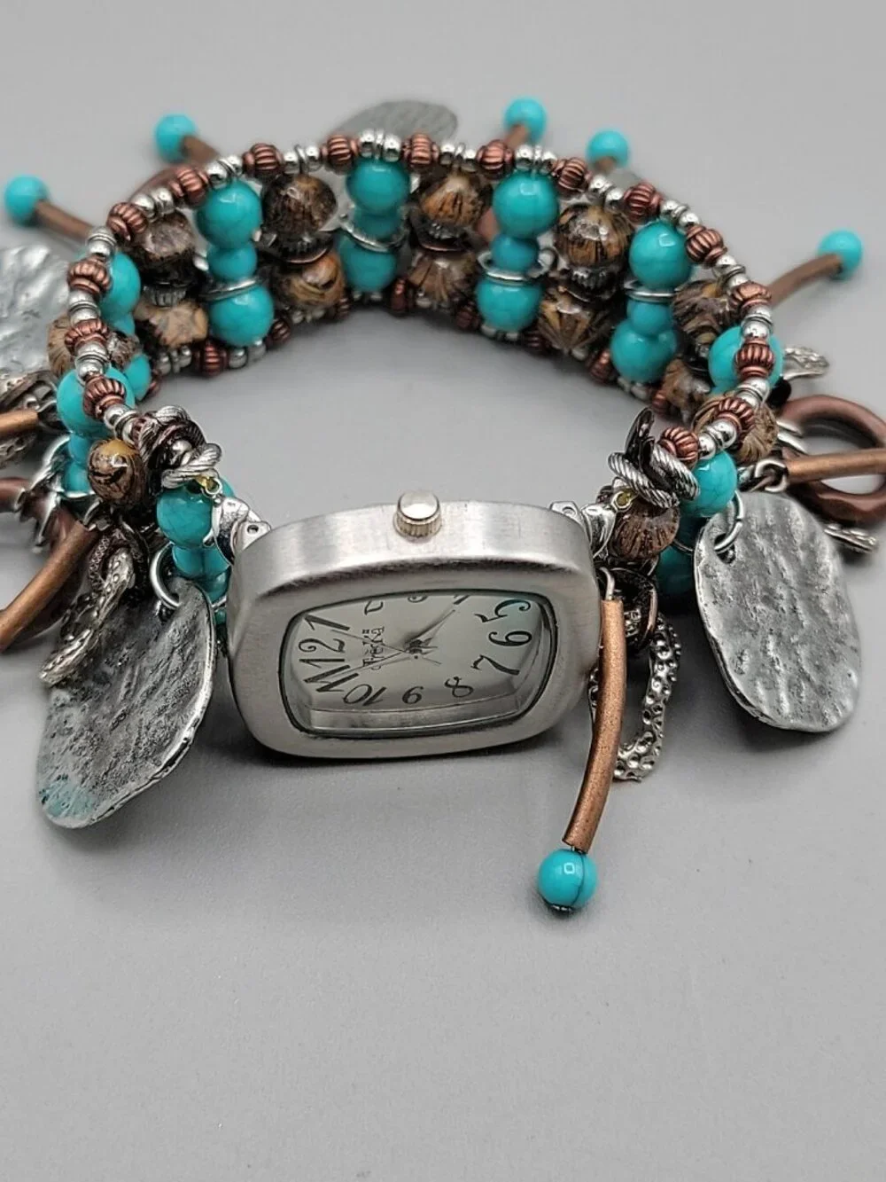 Treska Ladies Boho Dangling Charm Bracelet Watch 35mm Dial 7.5” Southwestern